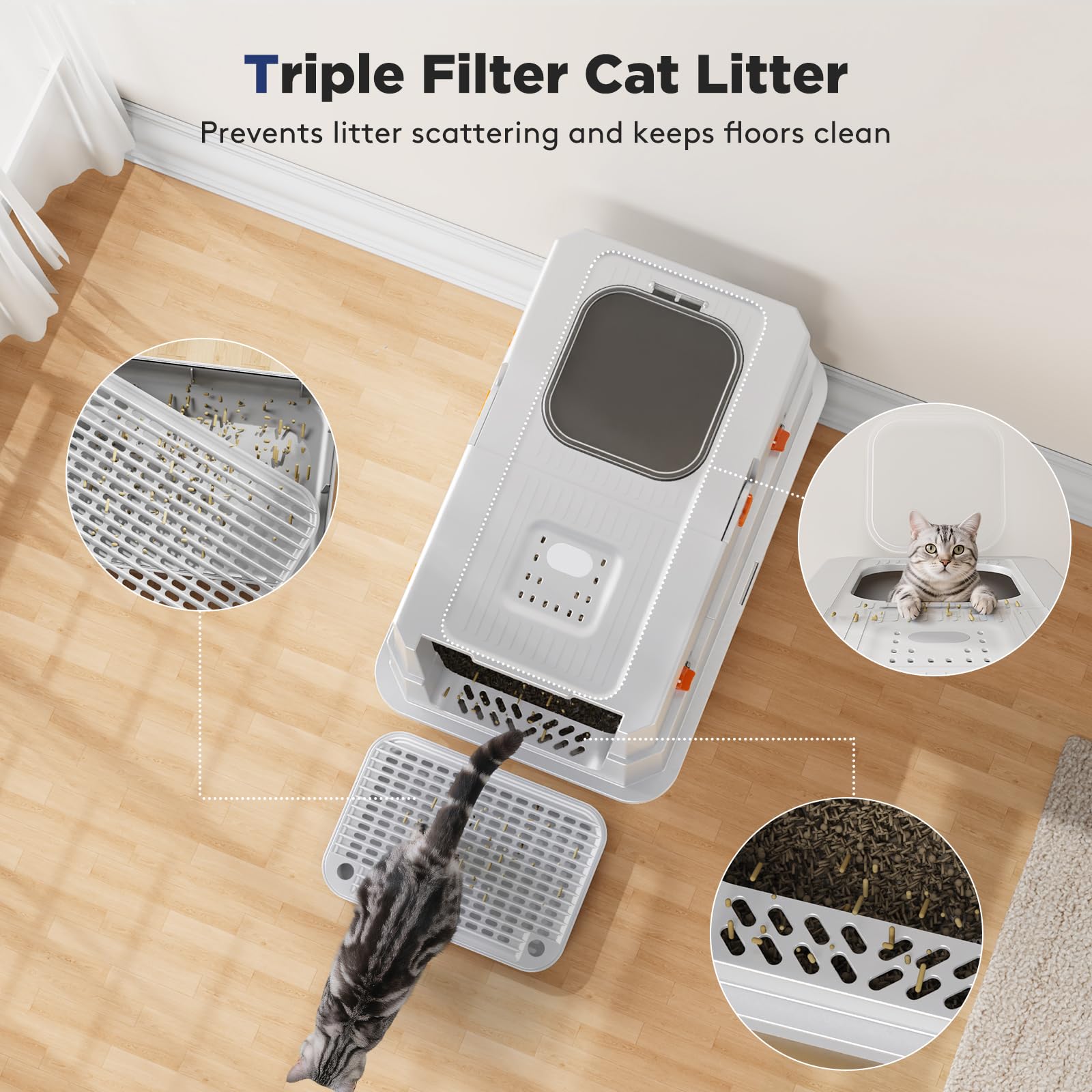 FURTIME XL enclosed box offers space for large cats.