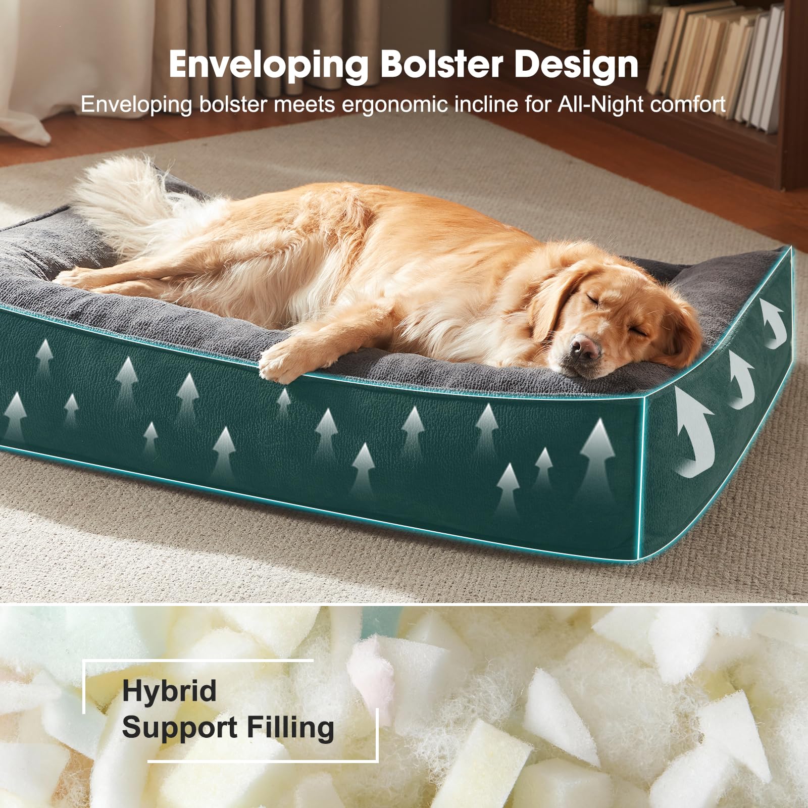 FURTIME XL orthopedic bed close-up fabric shows ultra-soft, calming surface.