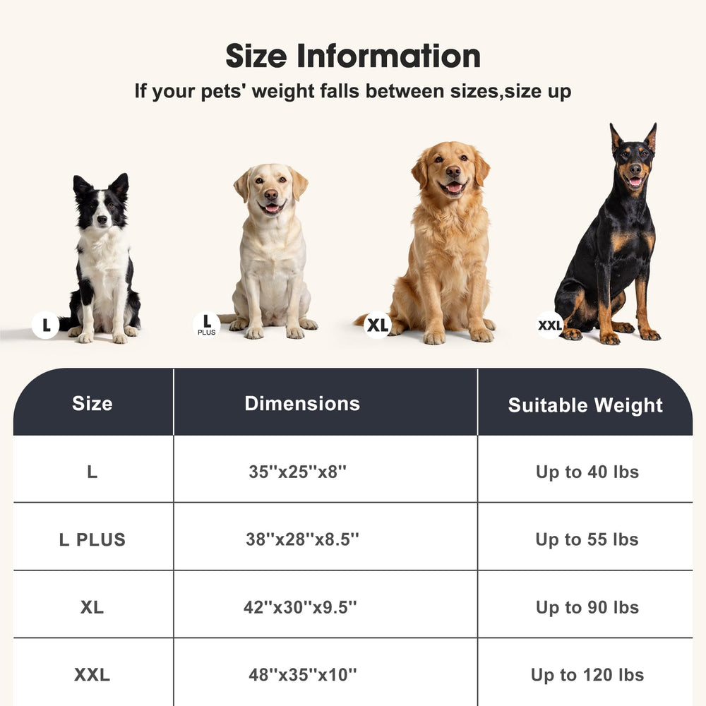 Large dog space on the FURTIME XL bed supports full-body stretch.