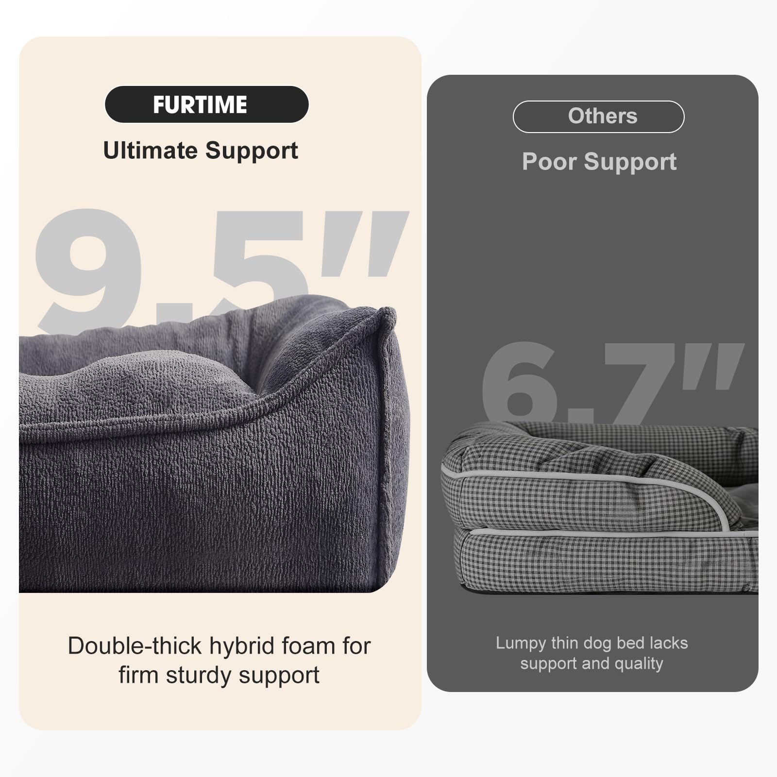 FURTIME XL orthopedic bed side slant view demonstrates ergonomic support for joints.