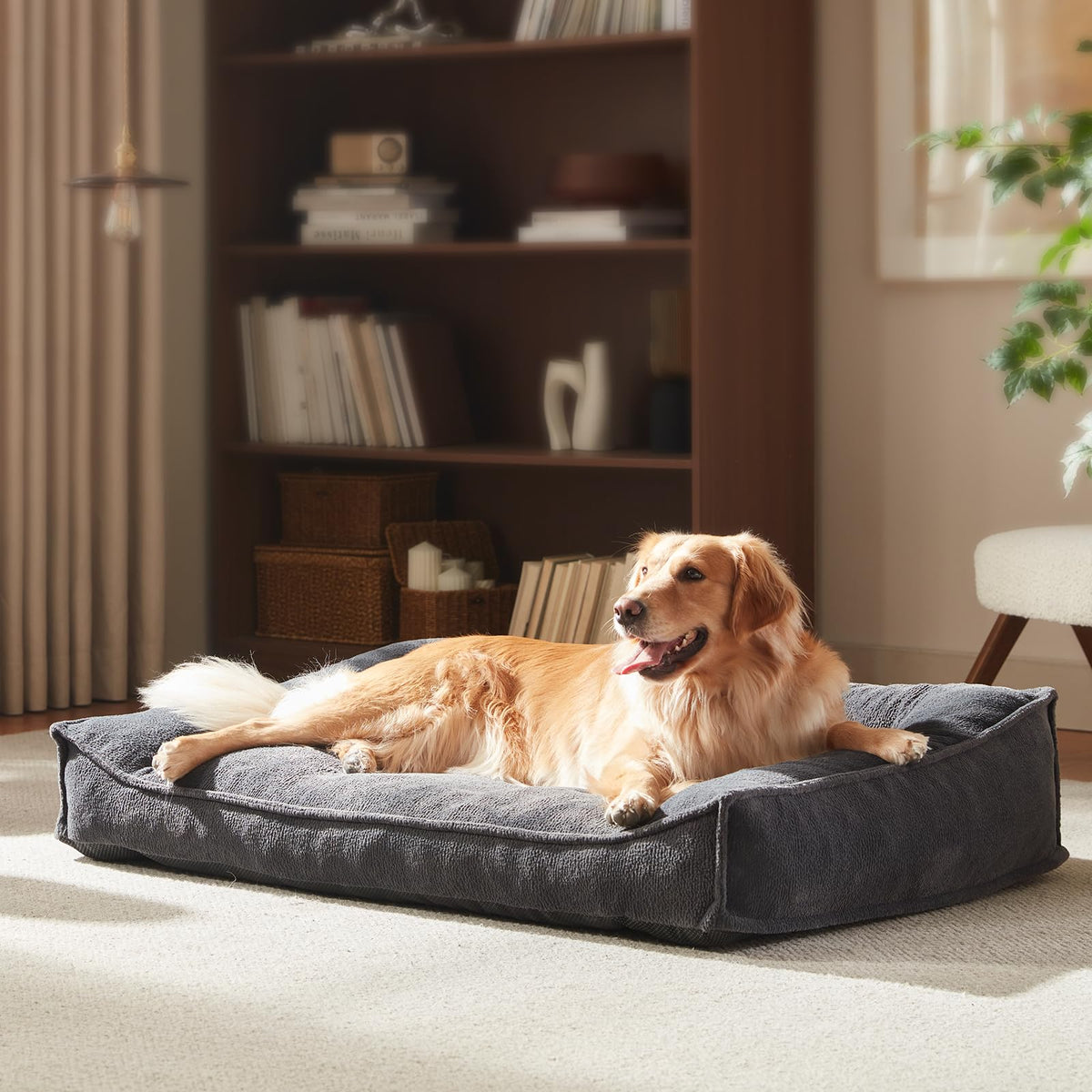 FURTIME XL orthopedic bed top view highlights spacious comfort surface for dogs.