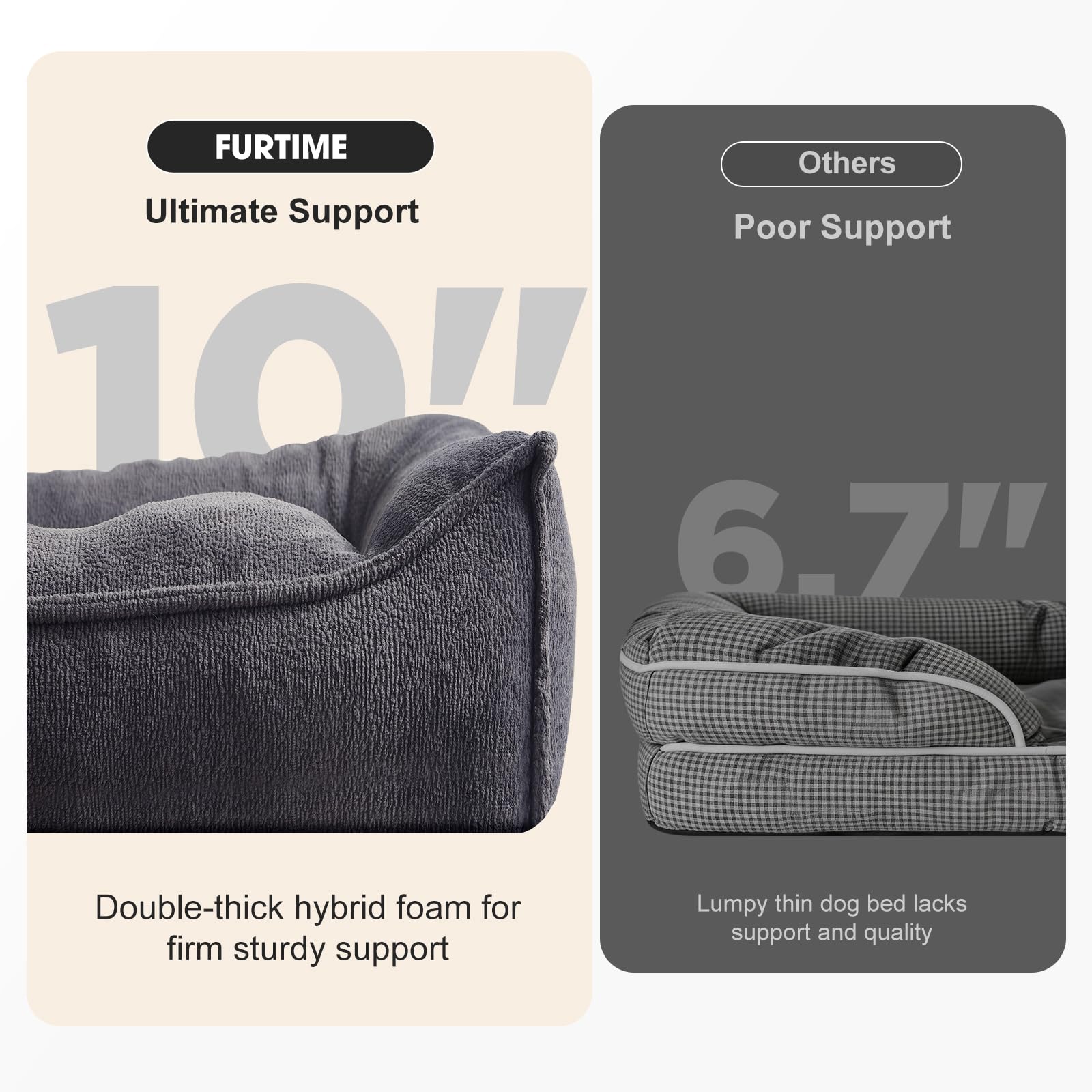FURTIME XXL bed side angle showing ergonomic slant for joint support.