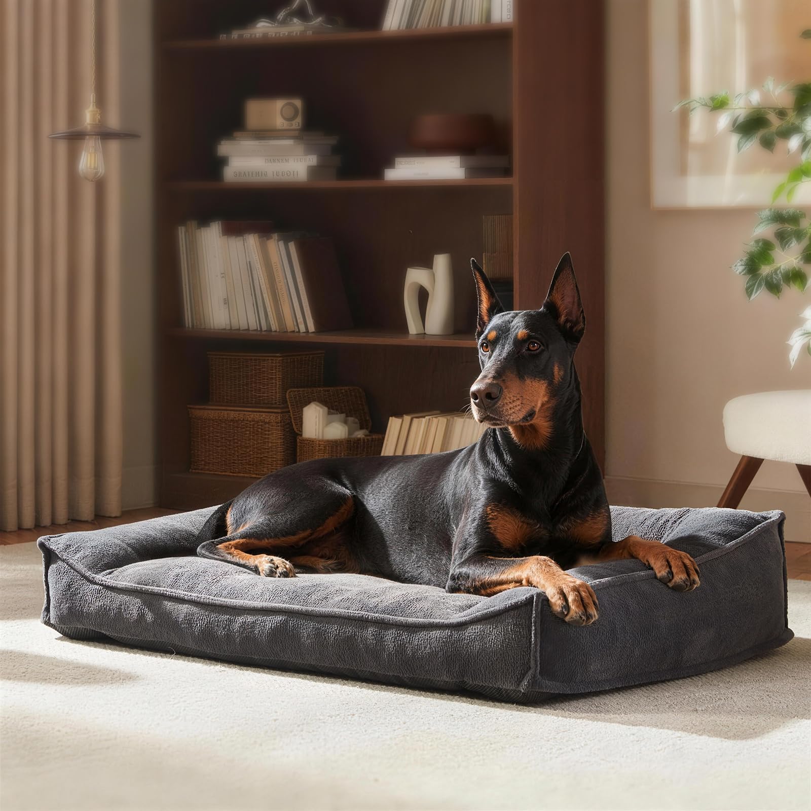FURTIME XXL bed top view, plush surface for large dogs' comfort.