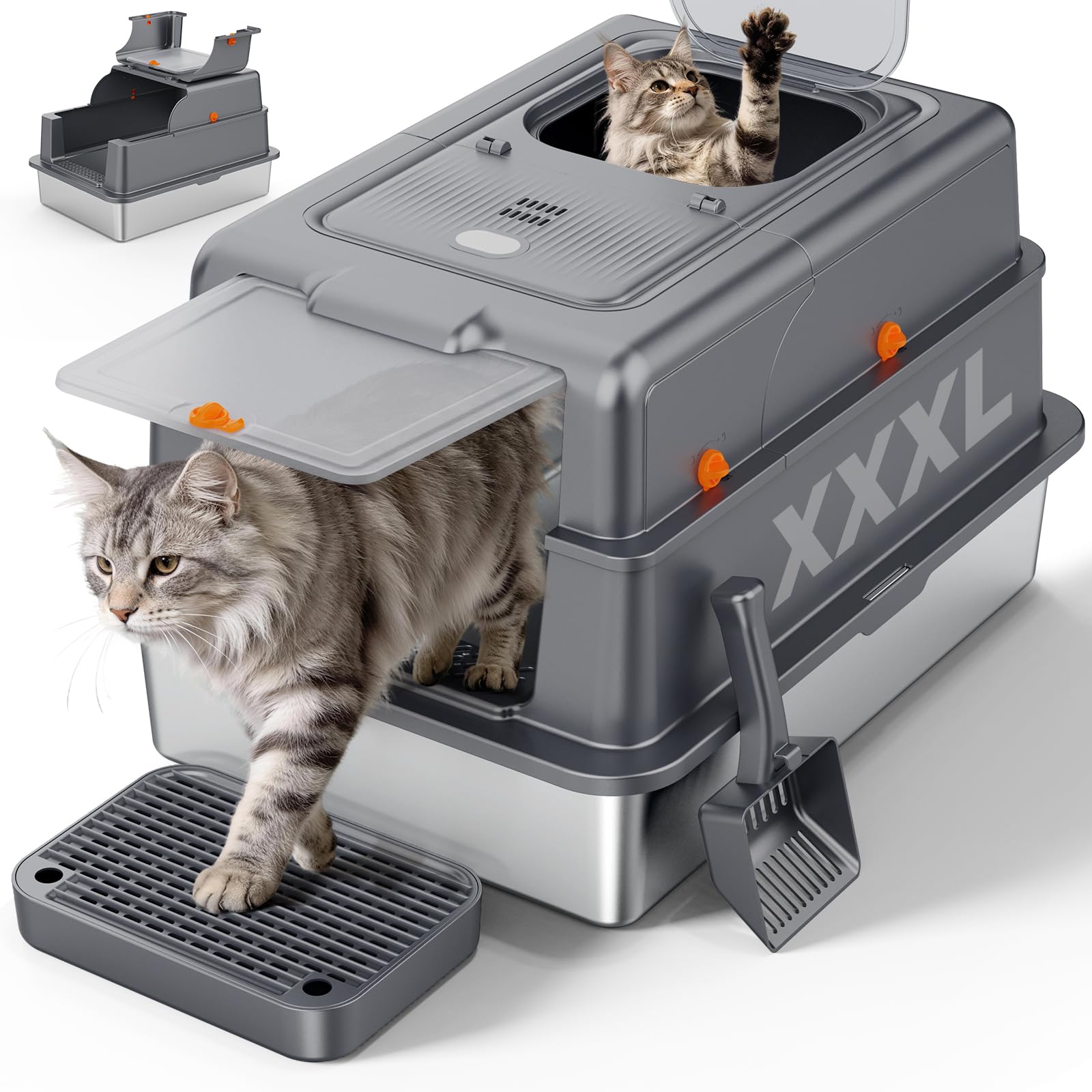 FURTIME XXXL litter box front entry for easy access and big-cat comfort
