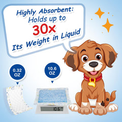 FurVeluxia dog diaper liner absorbency graphic illustrating leak protection