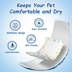 FurVeluxia dog diaper liner 100ct spread-out layout showcases full coverage