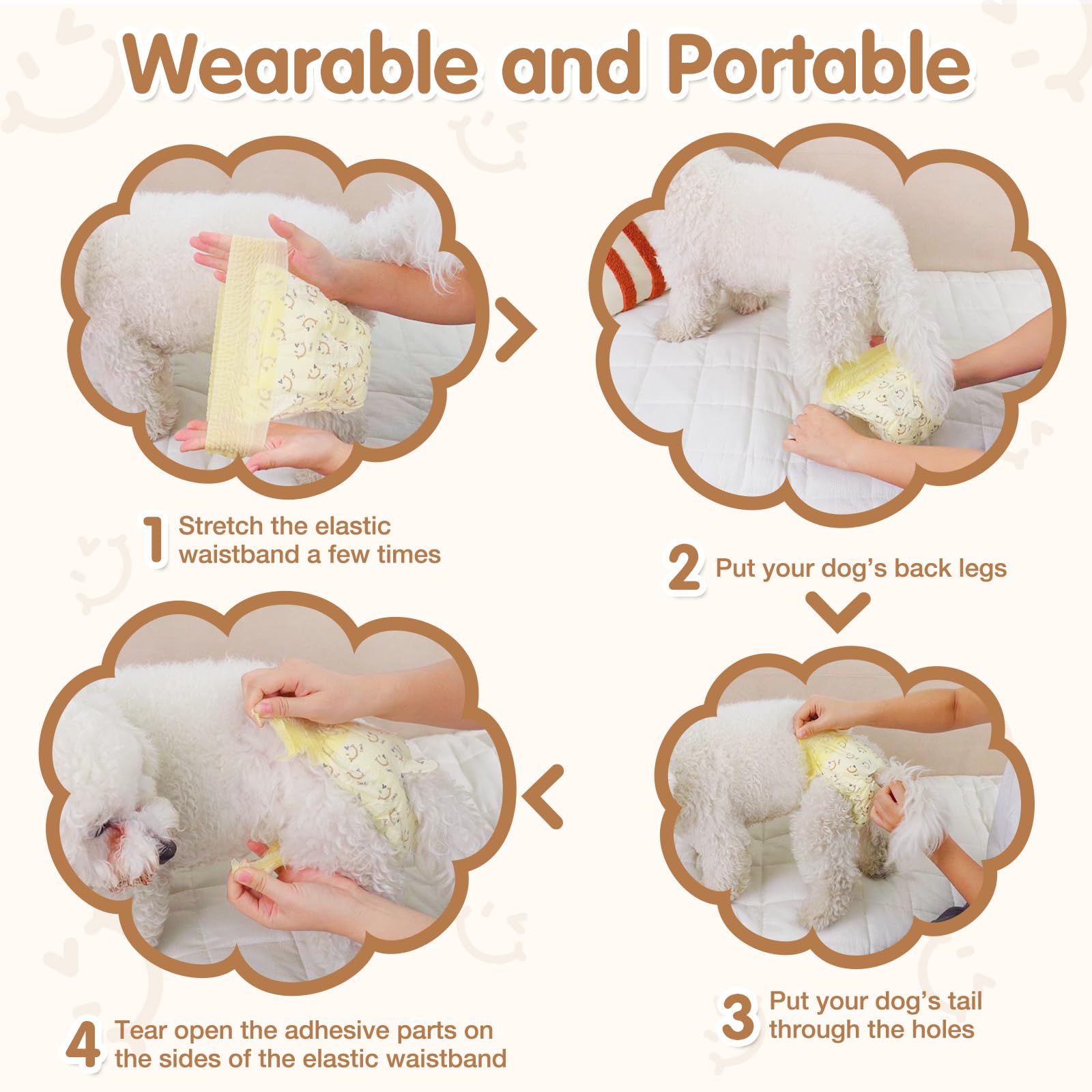 FurVeluxia puppy diaper with easy tear-off design for fast changes after play