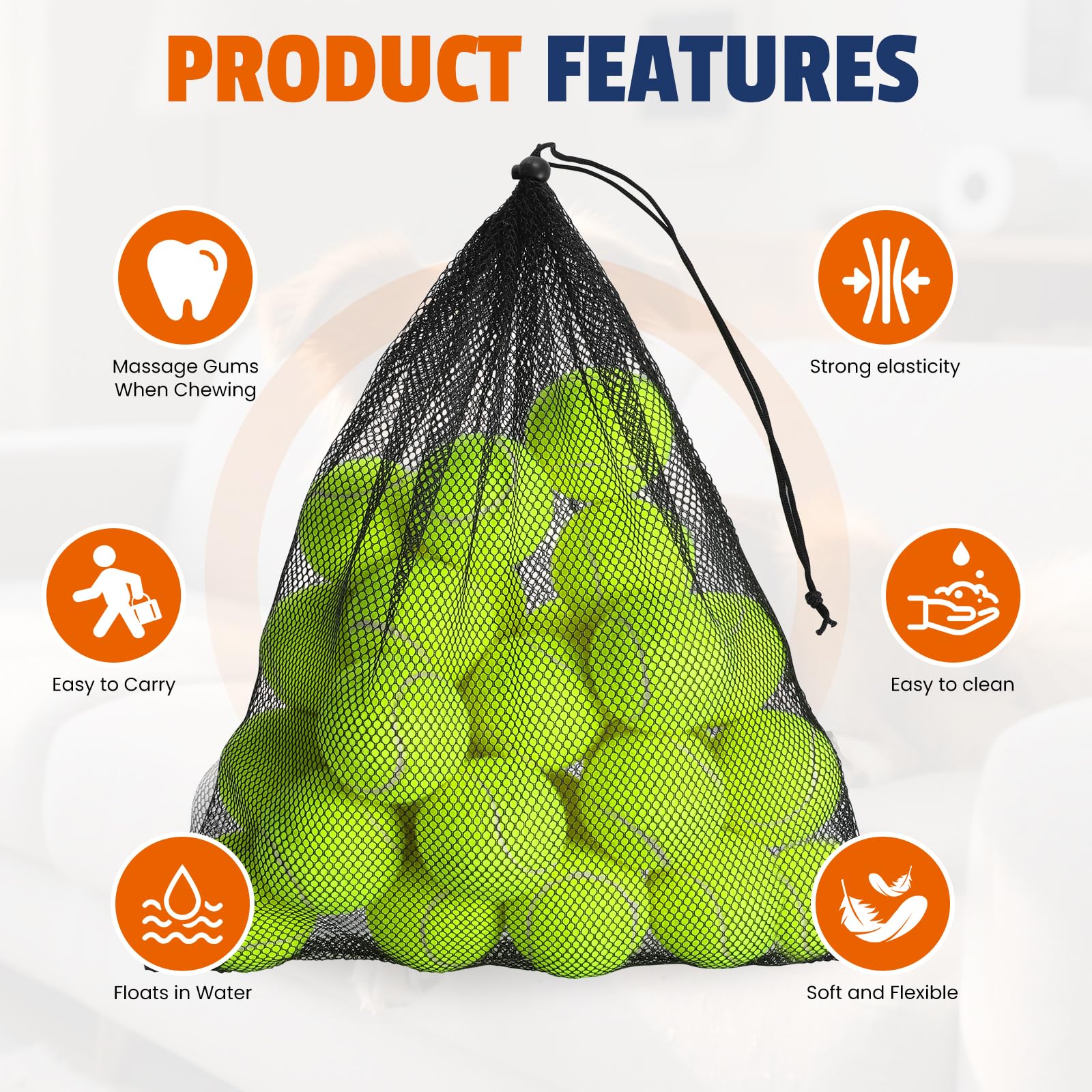 Natural rubber and felt construction for durable, safe play.