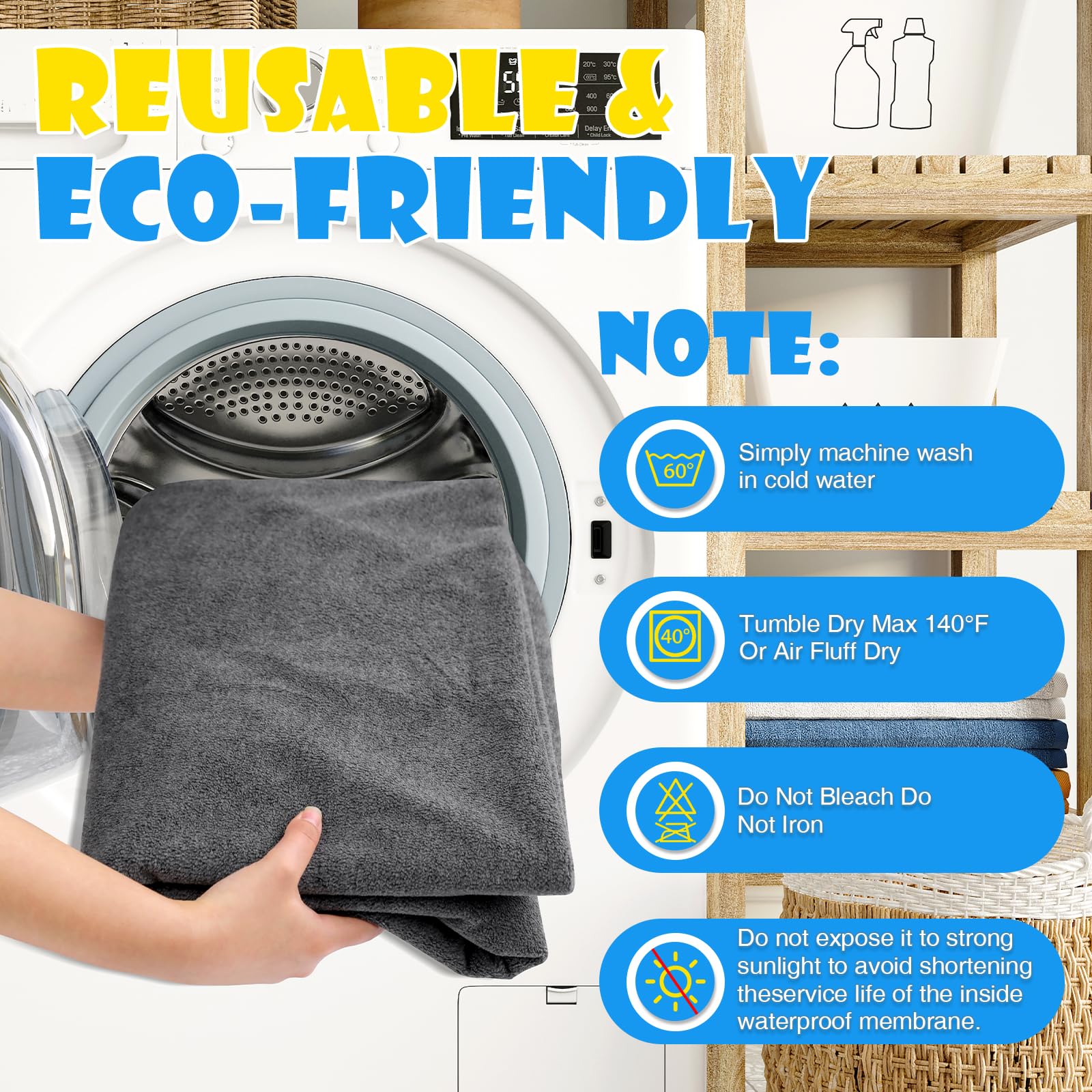 FURWEY reusable puppy pad withstands many washes for long-term use.