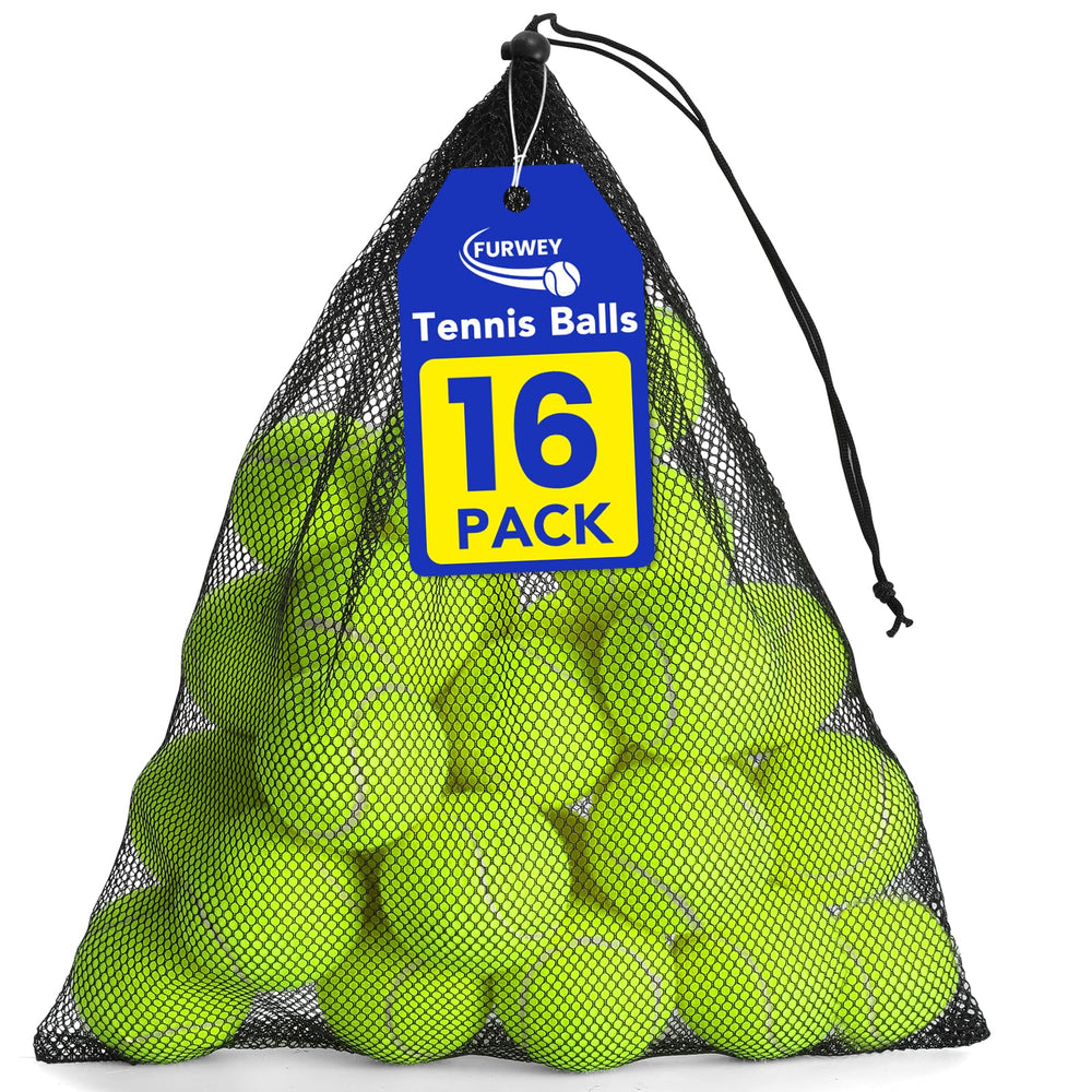 FURWEY dog tennis balls, 2.5-inch diameter, bright yellow for outdoor visibility.