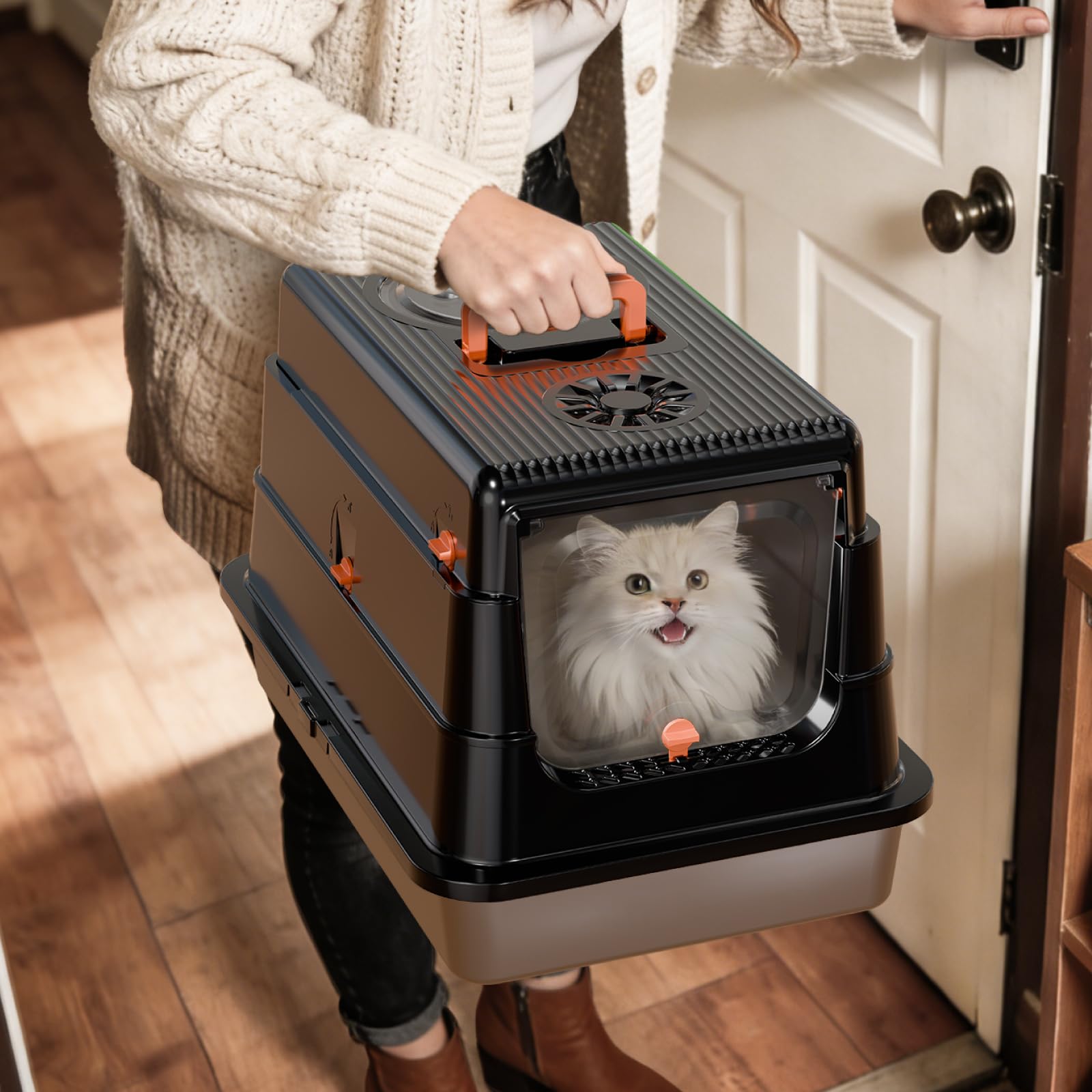4-layer detachable structure of Fusblom litter box for thorough cleaning.