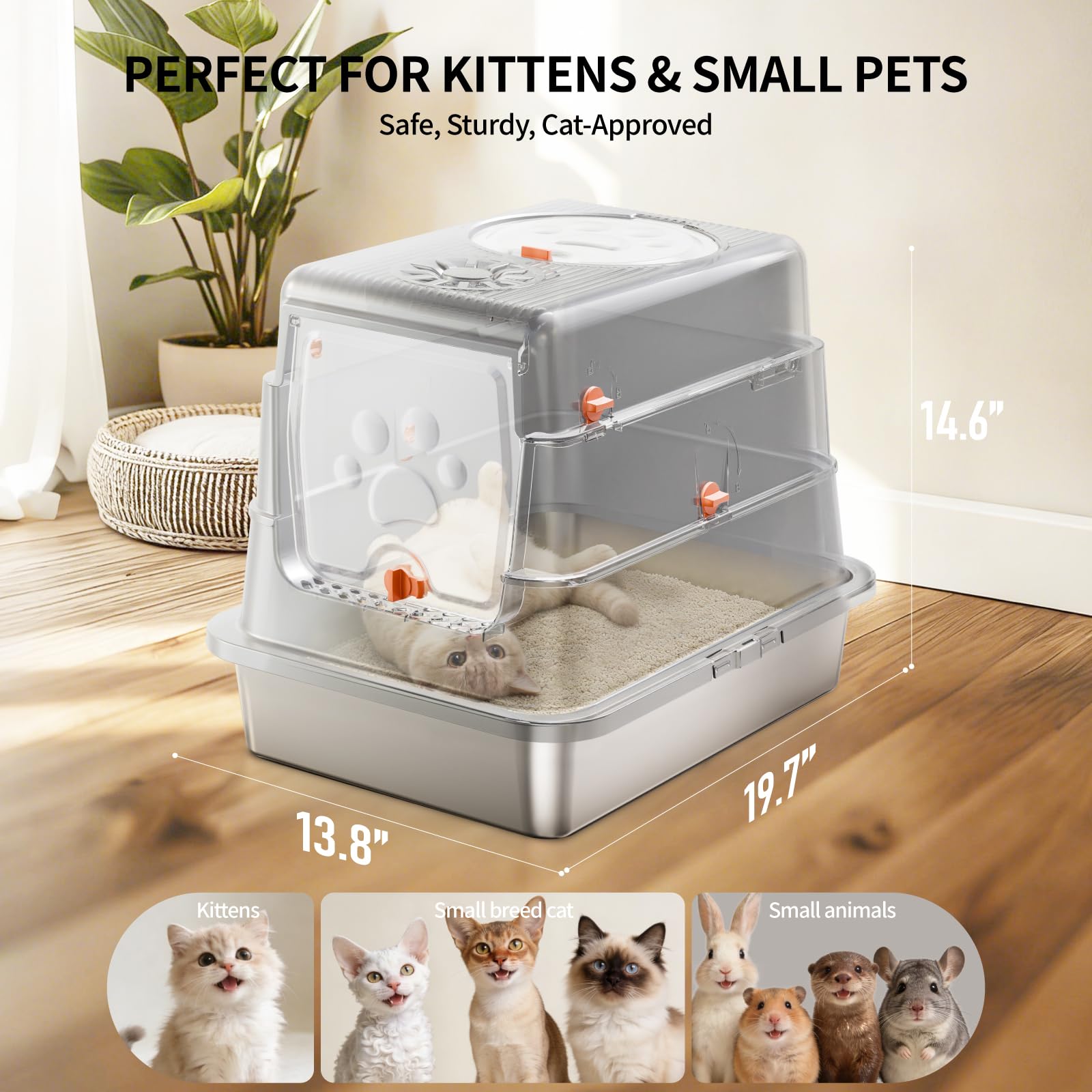 Fusblom flip-top litter box design enables quick maintenance after use