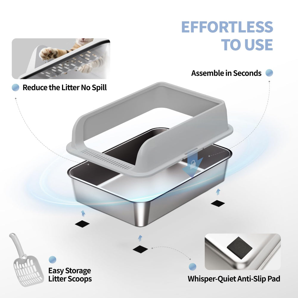 Fusblom high-sides litter box prevents spills while providing privacy for kittens and small cats.