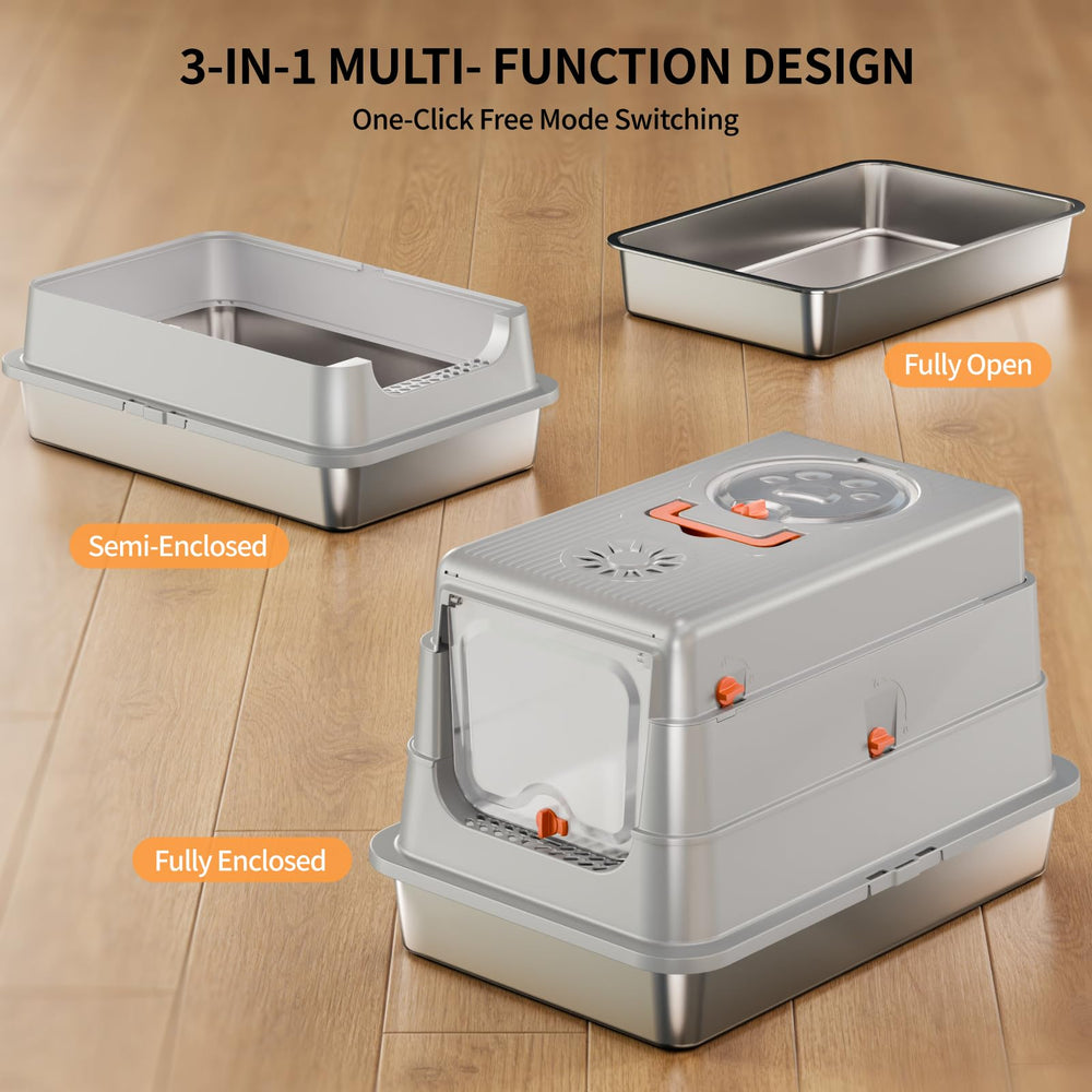 Fusblom stainless steel cat litter box activated carbon filter panel for odor control