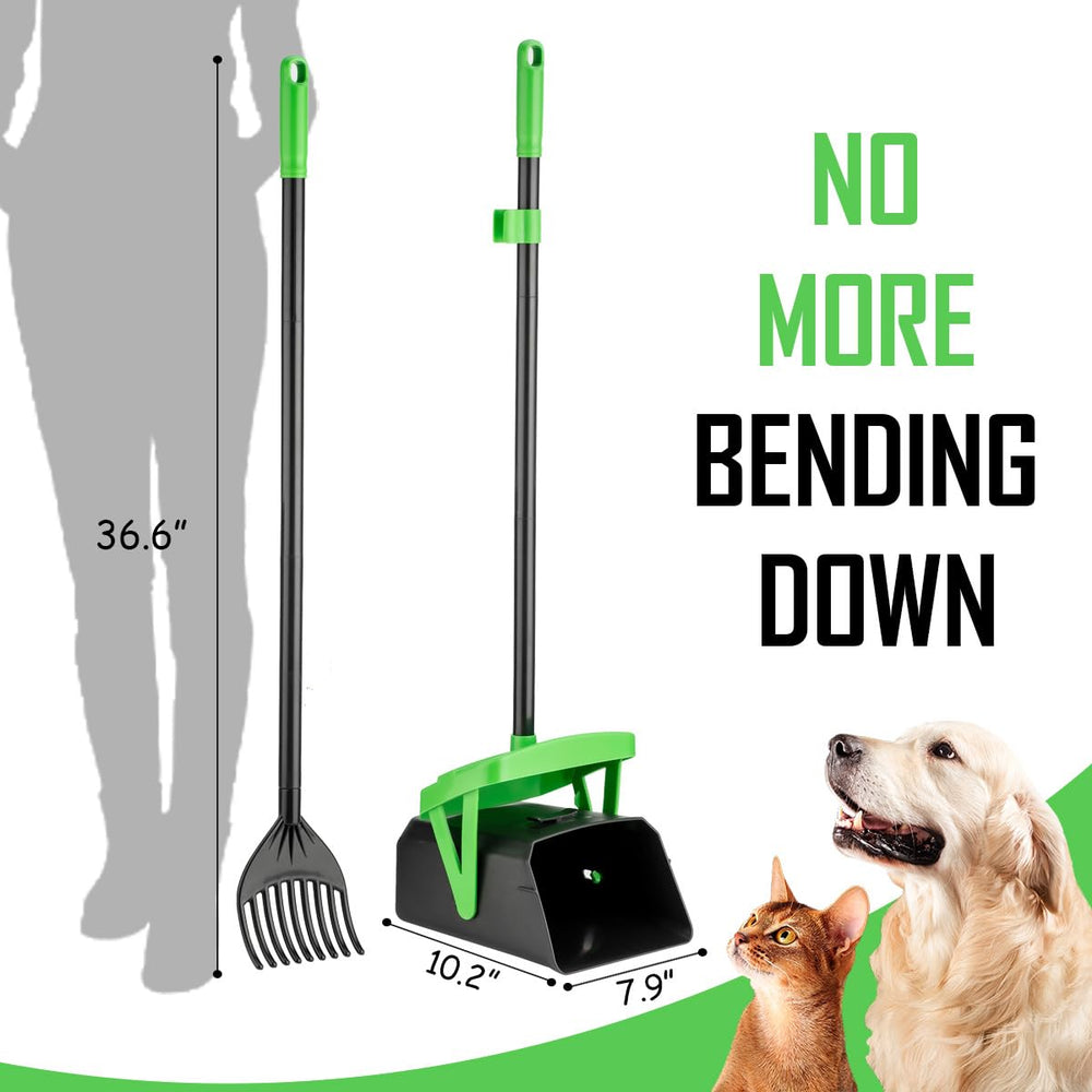 FUSBUNTY extended-handle pooper scooper keeps you upright during pickups.
