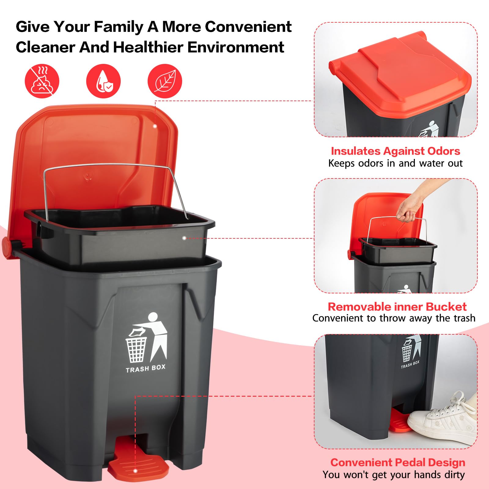 FUSBUNTY metal waste scoop with rake, spade, and tray for versatile pickup.