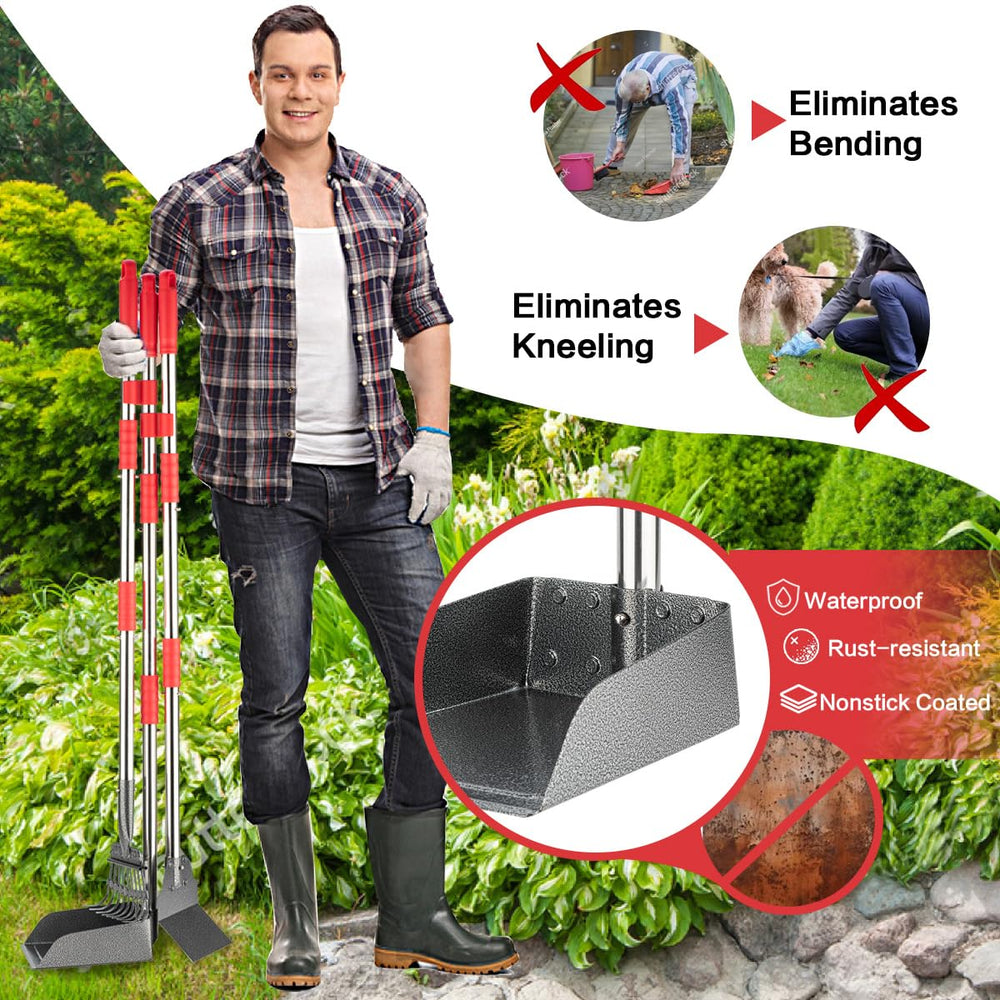 FUSBUNTY pooper scooper includes a spade for efficient waste collection.