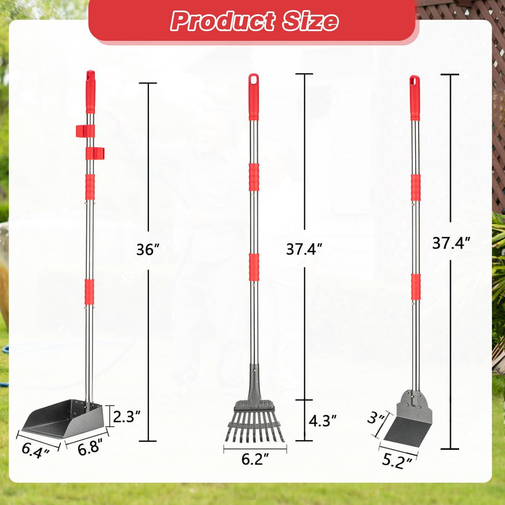 FUSBUNTY stainless steel rake with tray supports durable outdoor cleanup.