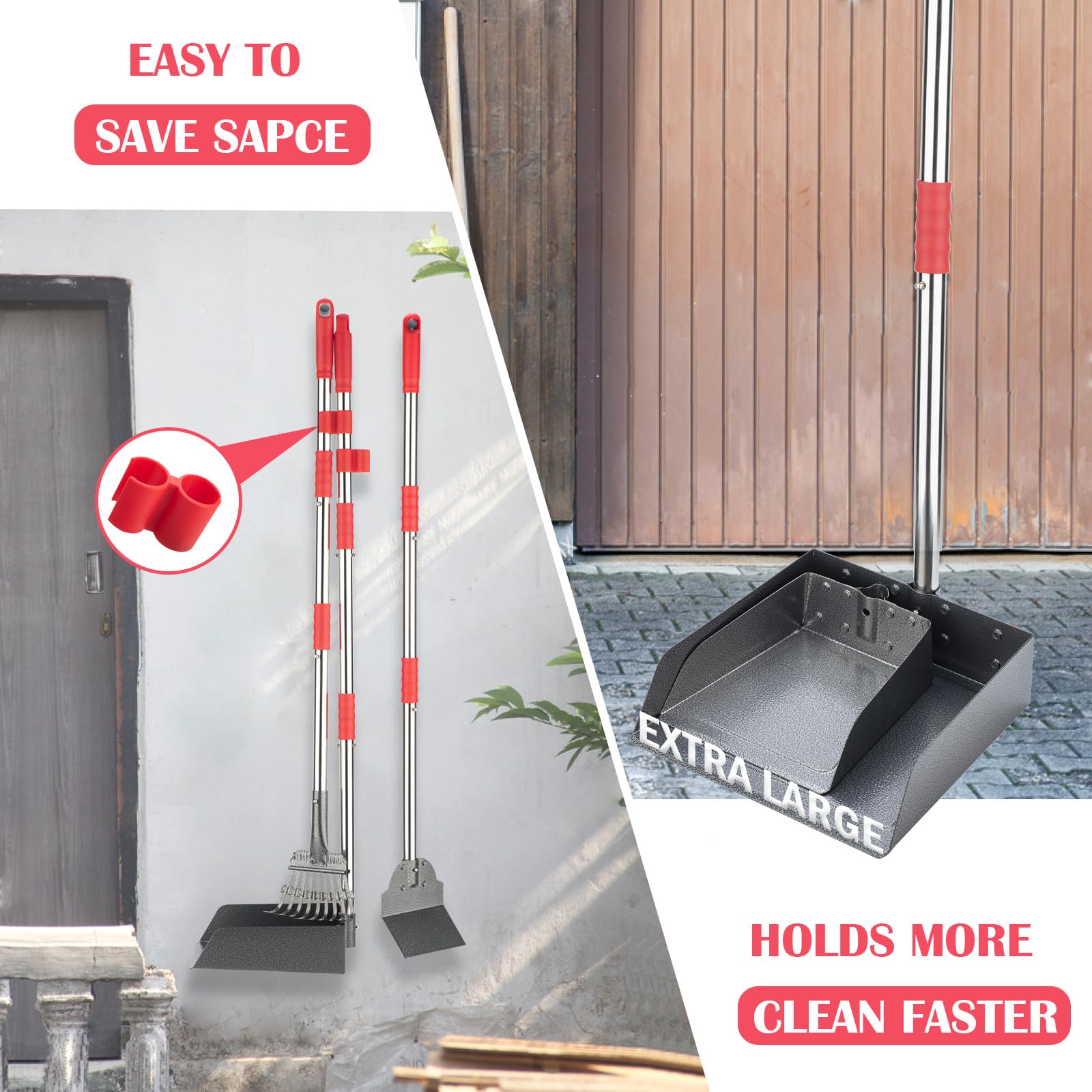 FUSBUNTY stainless steel rake and tray for outdoor durability.