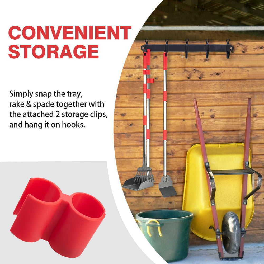 Outdoor dog waste tray, rake, spade, and trash can combo by FUSBUNTY.