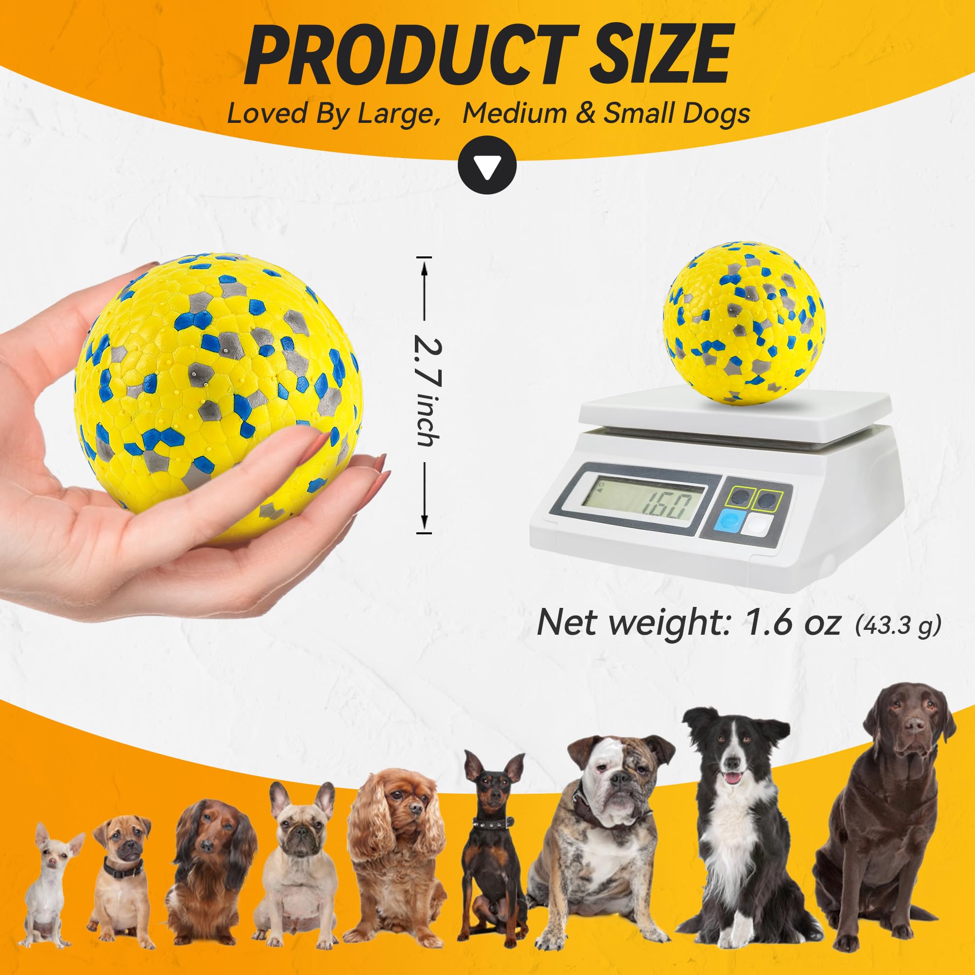 FUSOTO 2.75-inch diameter ball ideal for multiple dog sizes