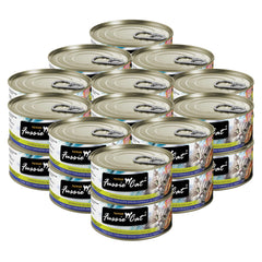 Fussie Cat Premium tuna and threadfin bream in aspic in a bowl, appealing texture for cats.
