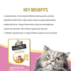 Fussie Cat serves bowls with pouches highlighting high moisture nutrition for hydration.