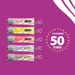 Fussie Cat tuna puree tube label highlighting fish-forward flavor.