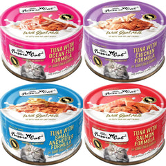Fussie Cat Variety Pack of 12 Cans image emphasizes value and convenience.