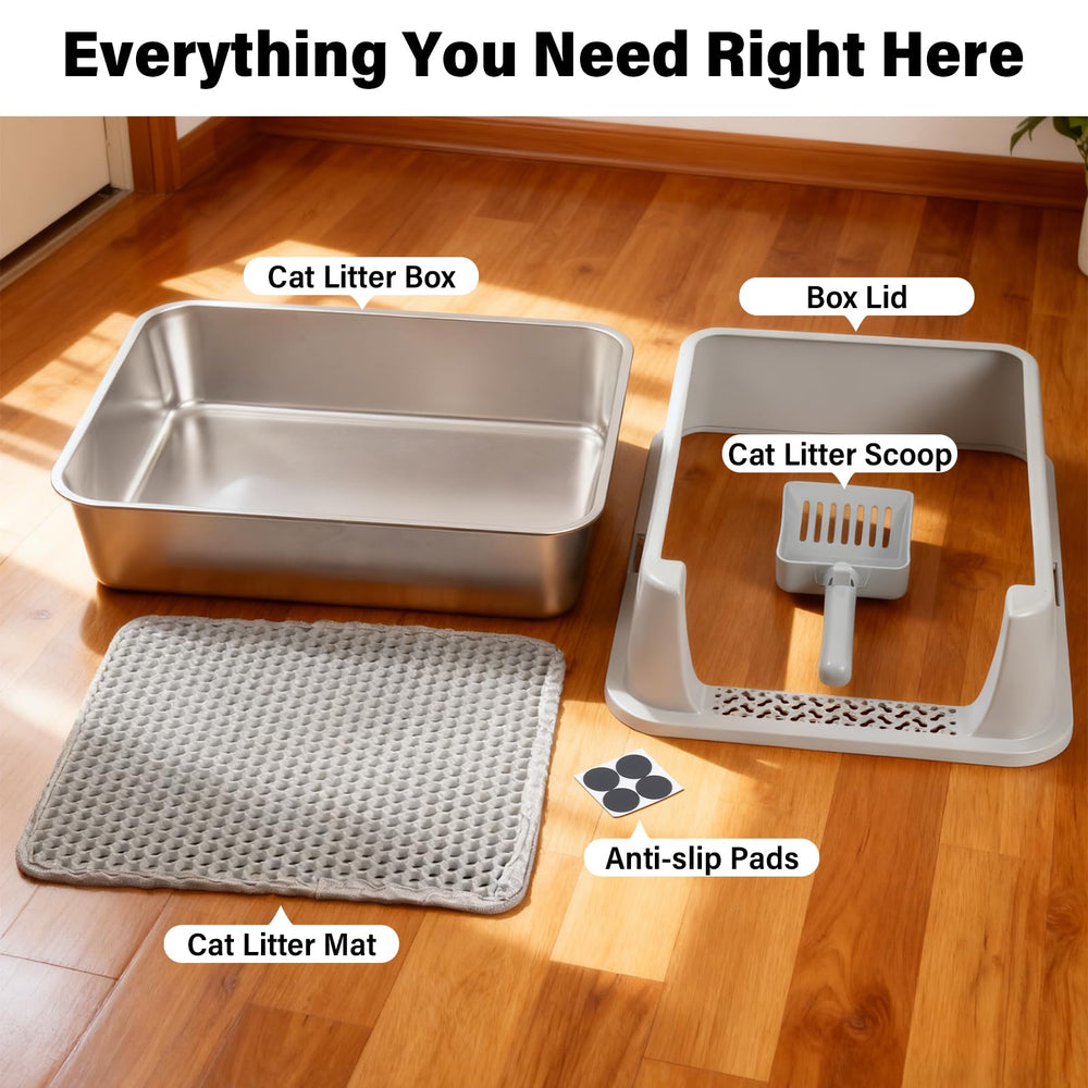 FUTAM easy-clean metal litter box for long-lasting use