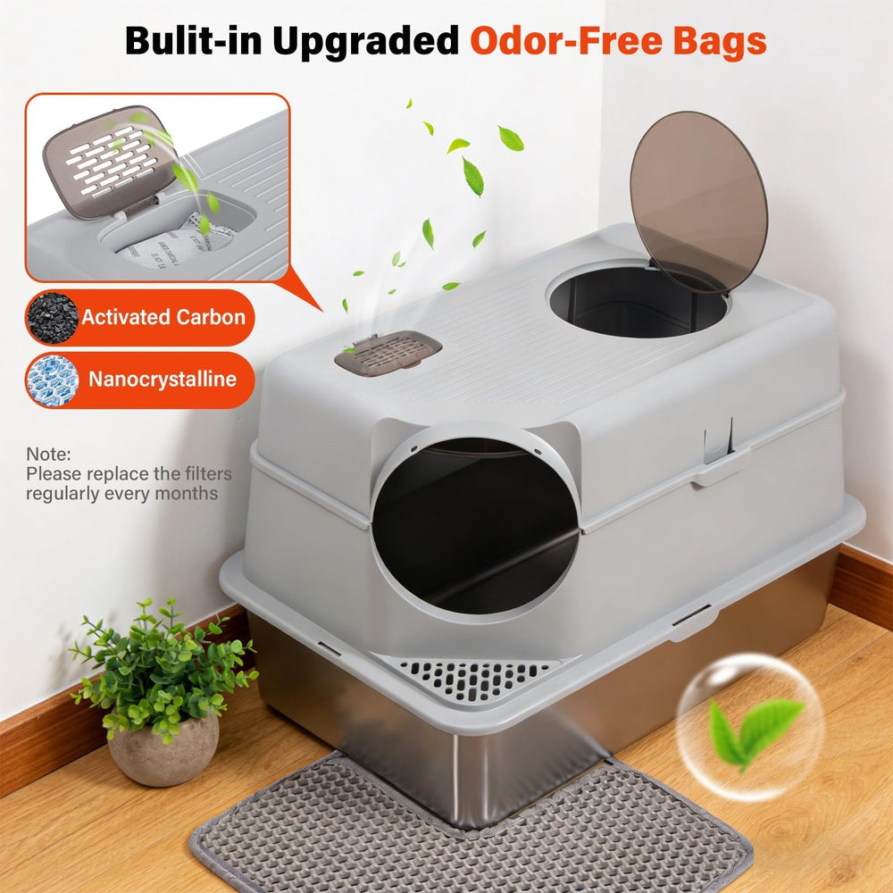Full-flip design on FUTAM litter box for effortless cleaning.
