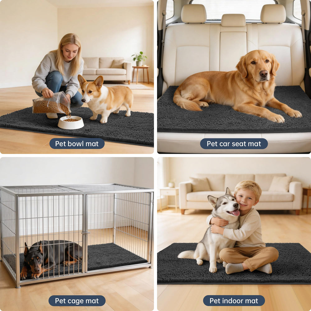 Futurwit mud-trap mat keeps floors cleaner after walks and playtime.