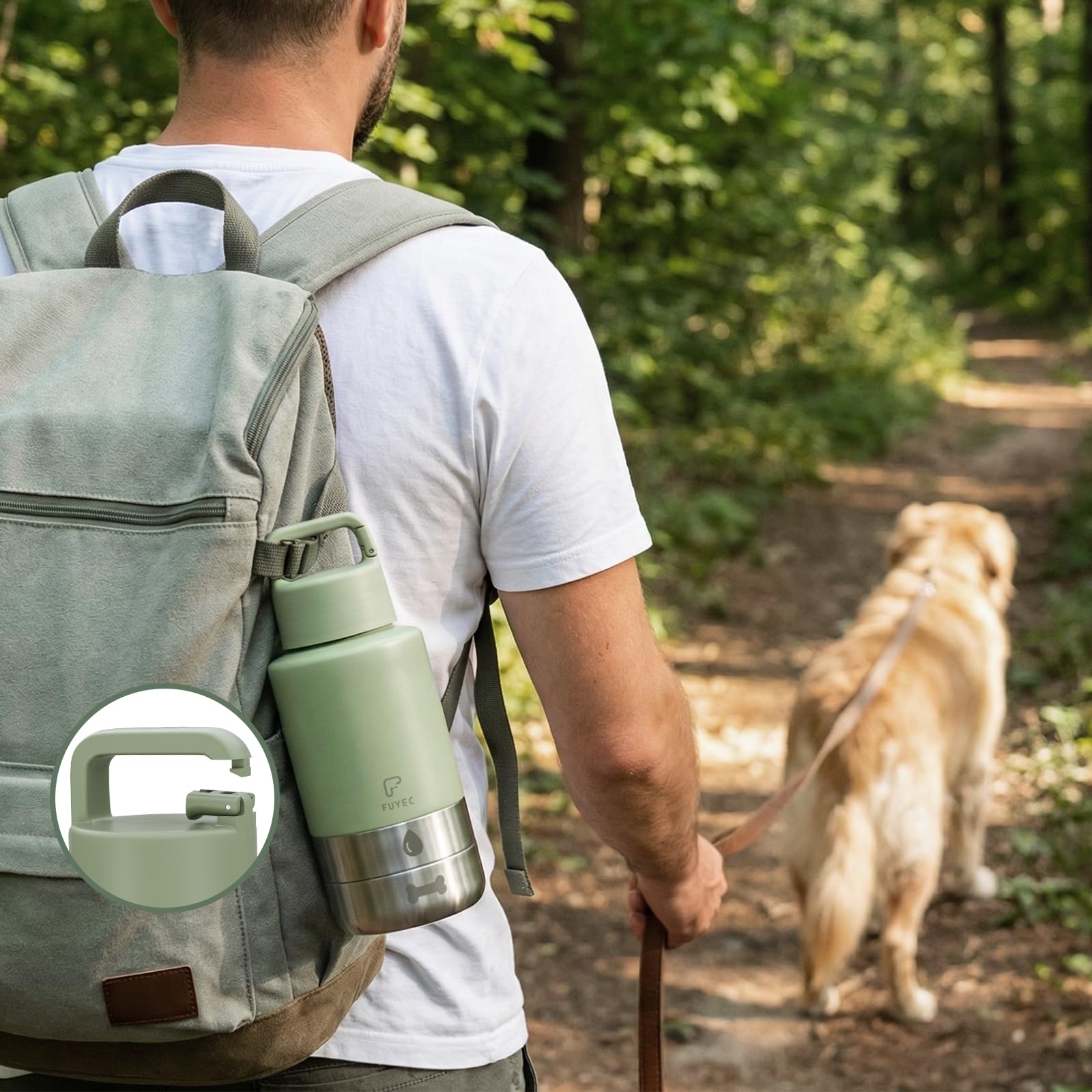 FUYEC leak-proof lid prevents spills during car trips and hikes.