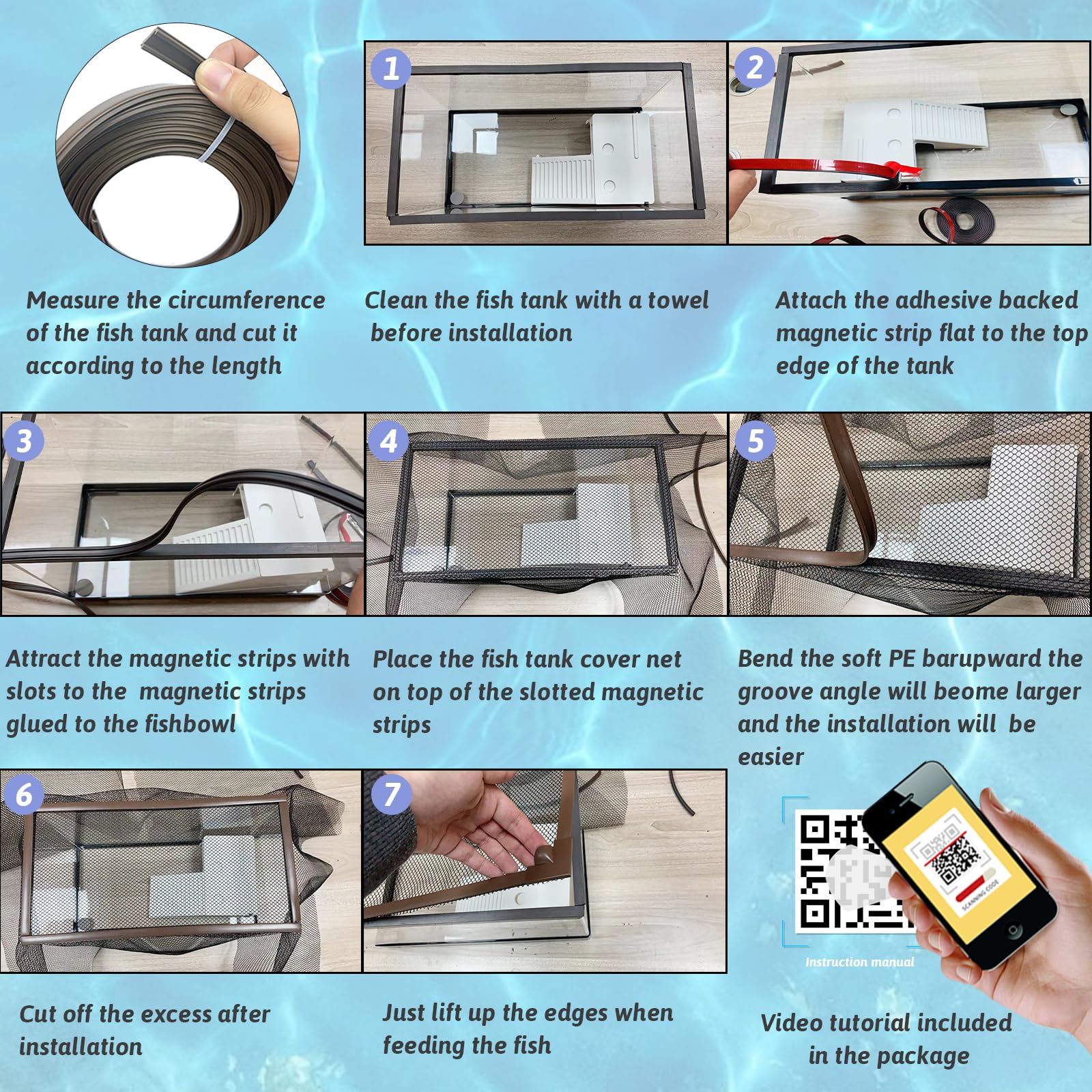 FUYITE magnetic strip top cover enables quick feeding and simple tank access.