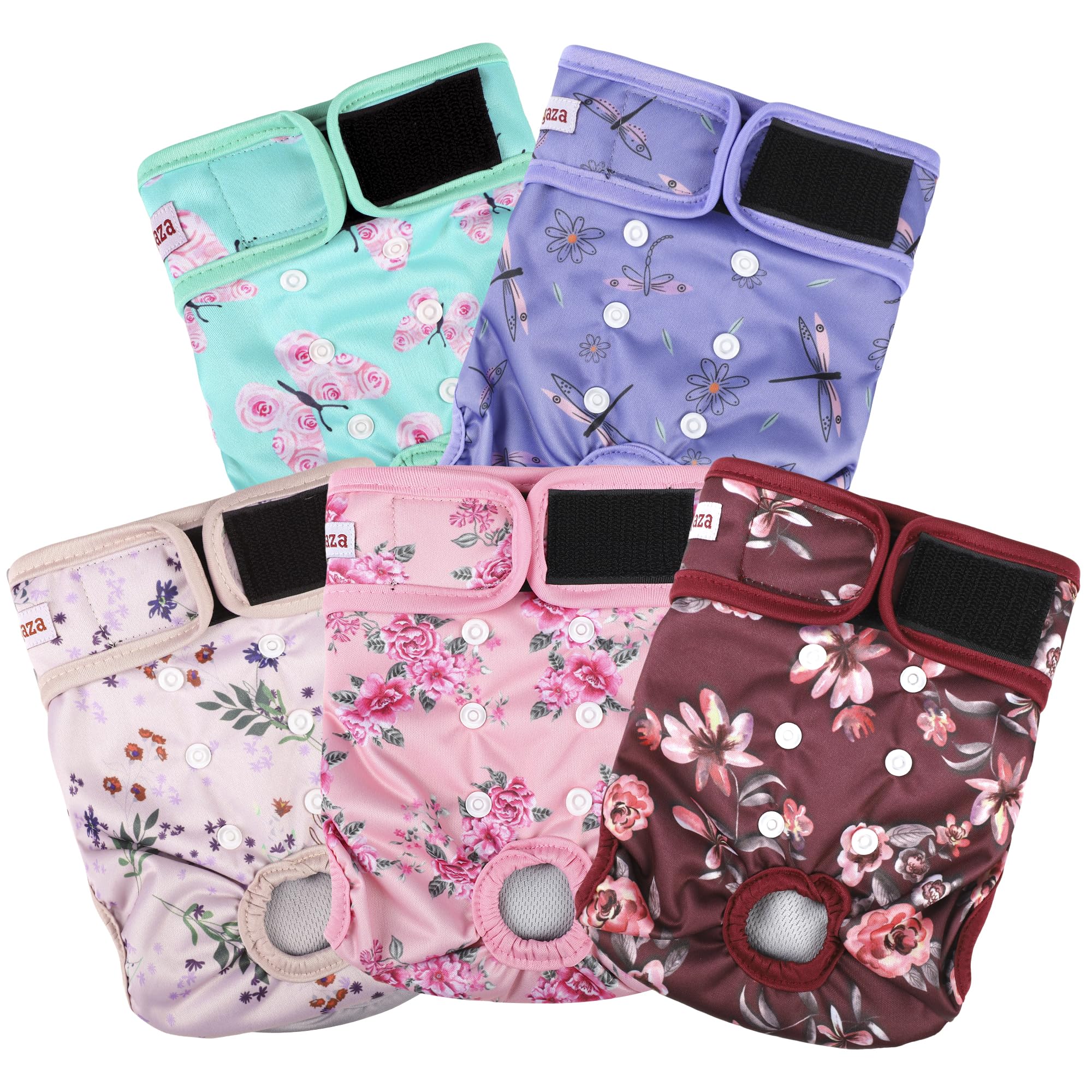 Fuz Bigaza dog diaper showing adjustable snaps for precise sizing