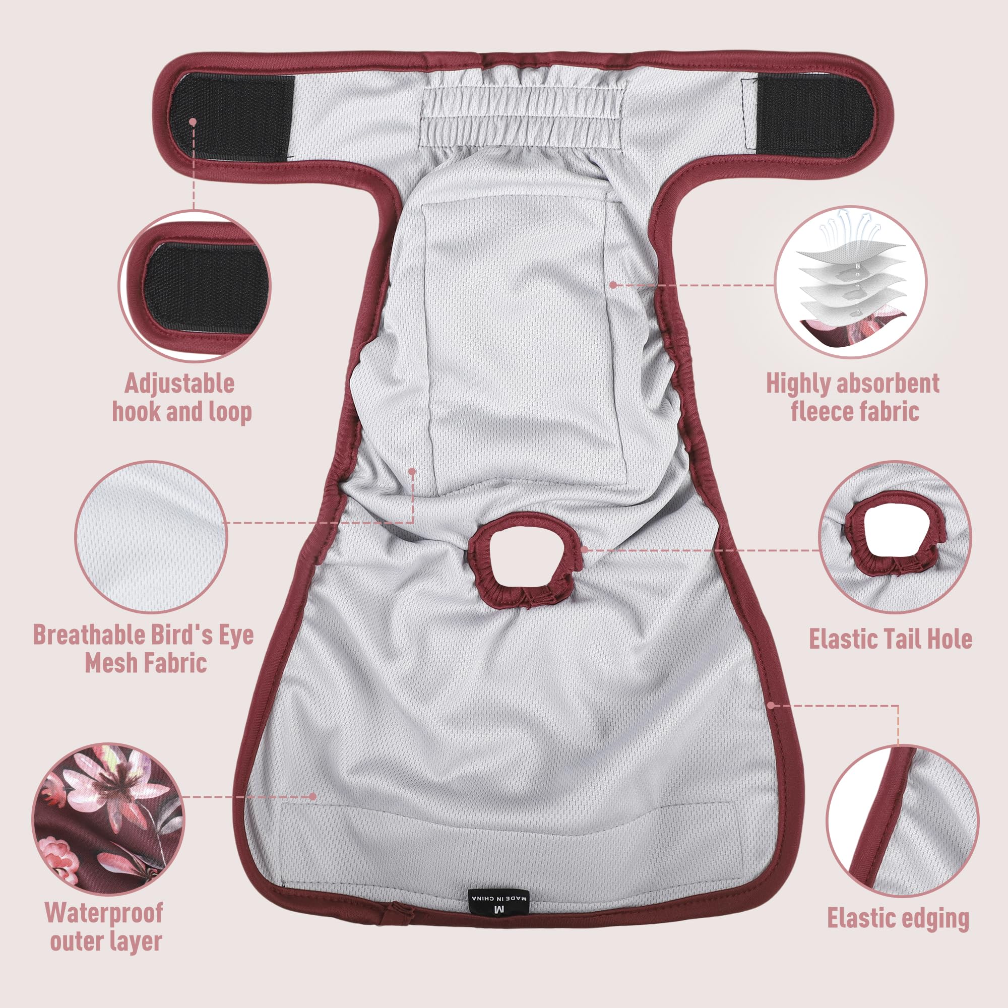 Fuz Bigaza dog diaper using skin-friendly mesh for breathable comfort