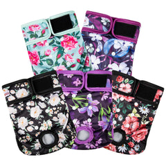 Fuz Bigaza closeup of adjustable snaps on a female dog diaper for secure fit.