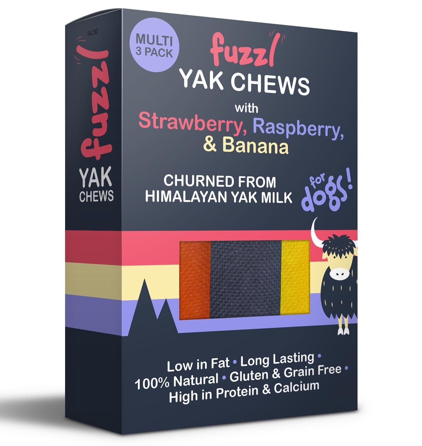 Close-up of Fuzzl texture on a yak chew for dental care.