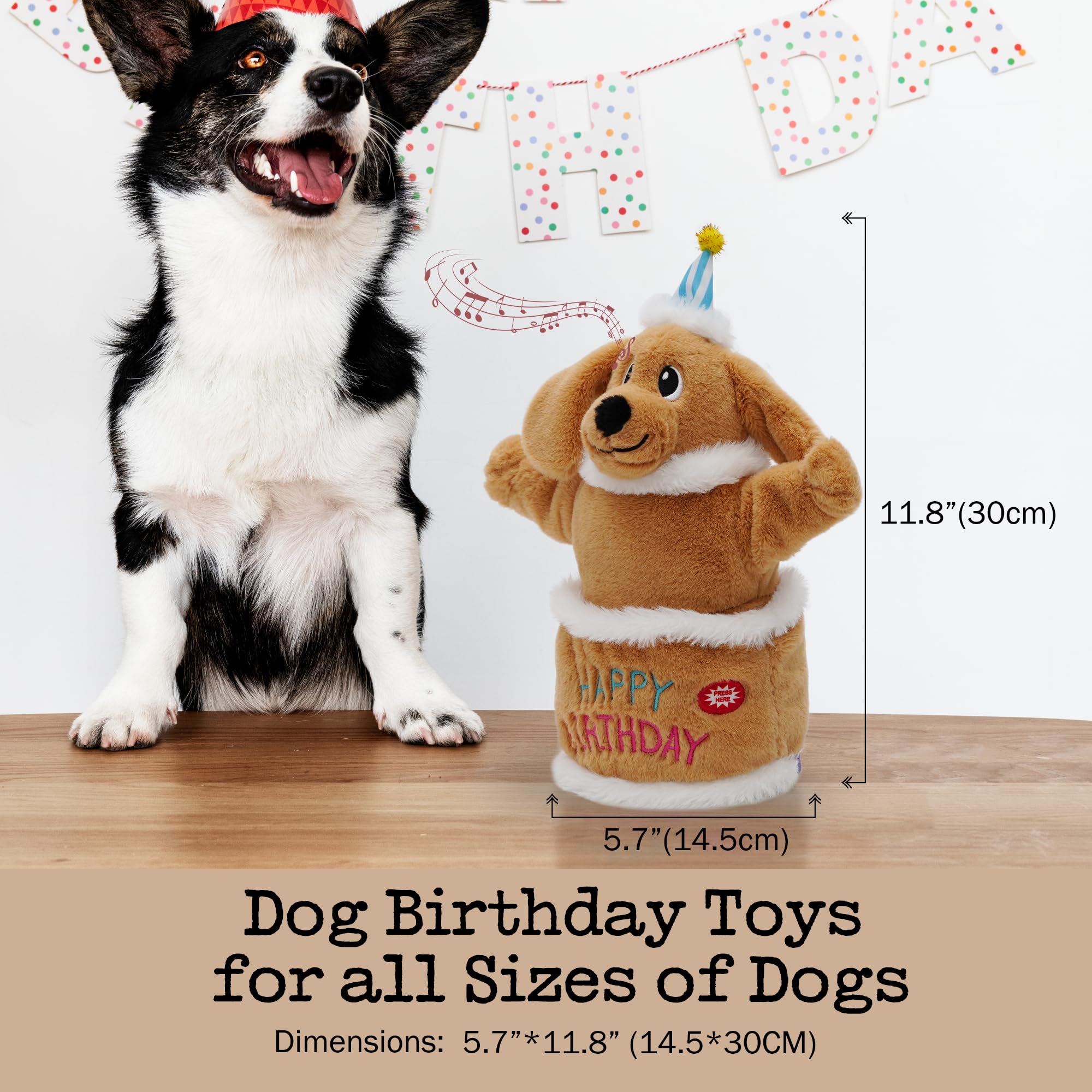Fuzzwoof birthday cake toy with party hat boosts indoor celebration playtime
