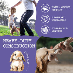 Fuzzwoof No-Stuffing Bunny Toy focuses on dental chew action and debris removal during gnawing