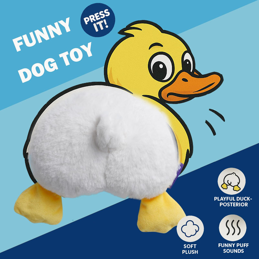 Close-up of Fuzzwoof Duck Butt plush detail for durable play
