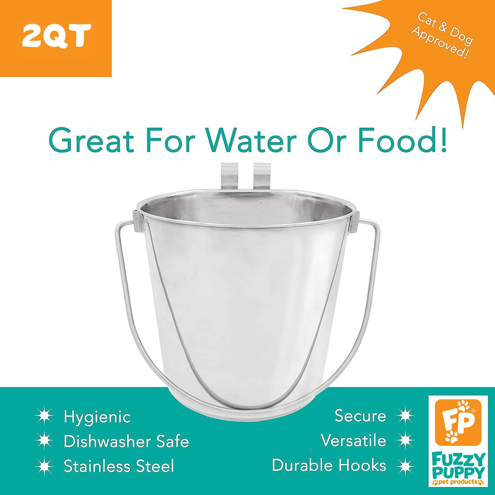 Fuzzy Puppy dishwasher-safe pail makes quick cleanup after feeding sessions.