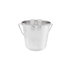 Fuzzy Puppy pail hangs securely on kennels for quick feeding