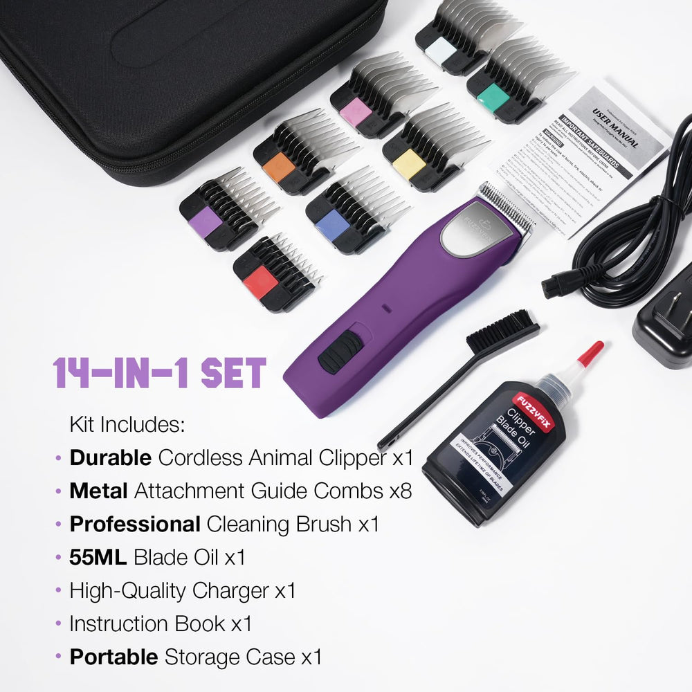 FuzzyFix 14-in-1 grooming set case keeps tools organized.