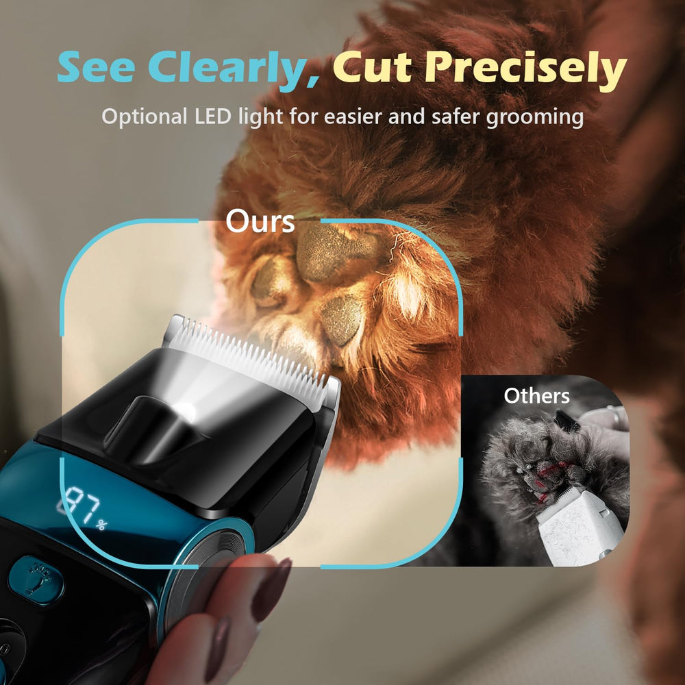 FuzzyFix grooming accessories including scissors comb and oil