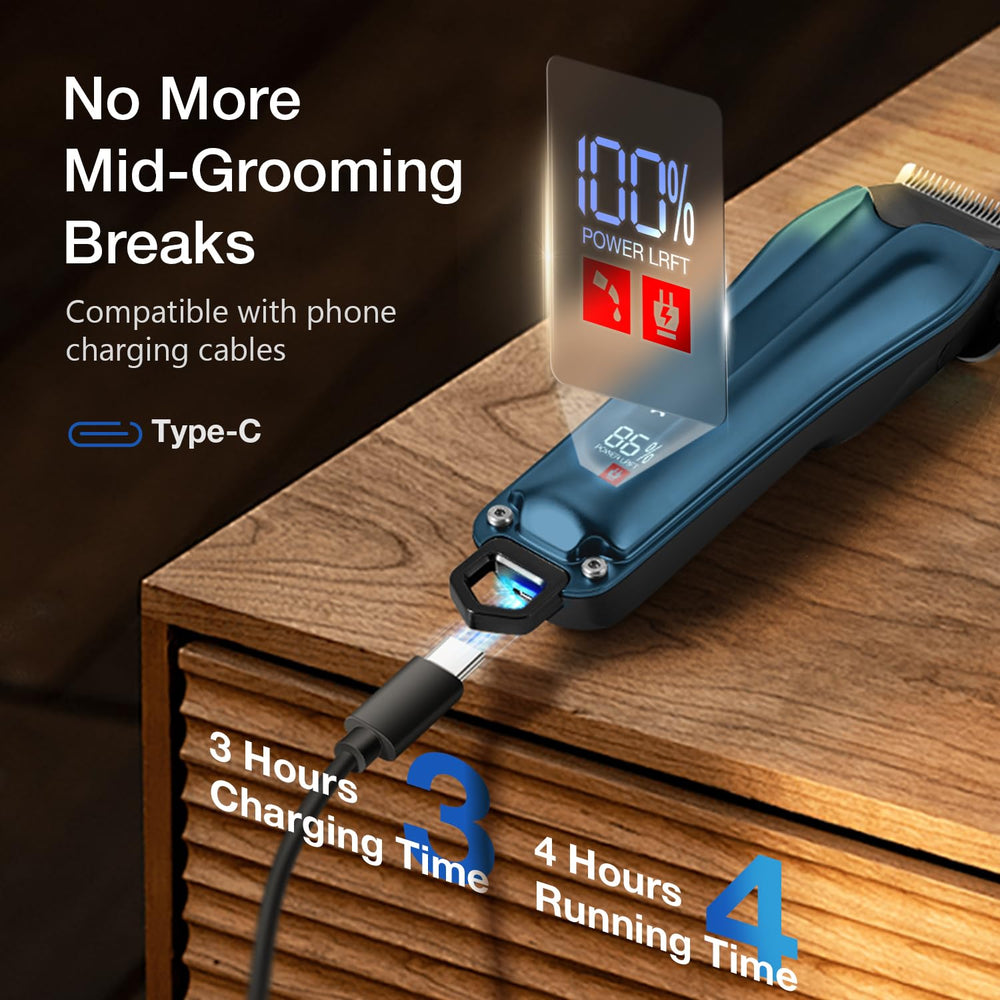 FuzzyFix clippers offer Type-C fast charging for quick ready-to-use sessions.