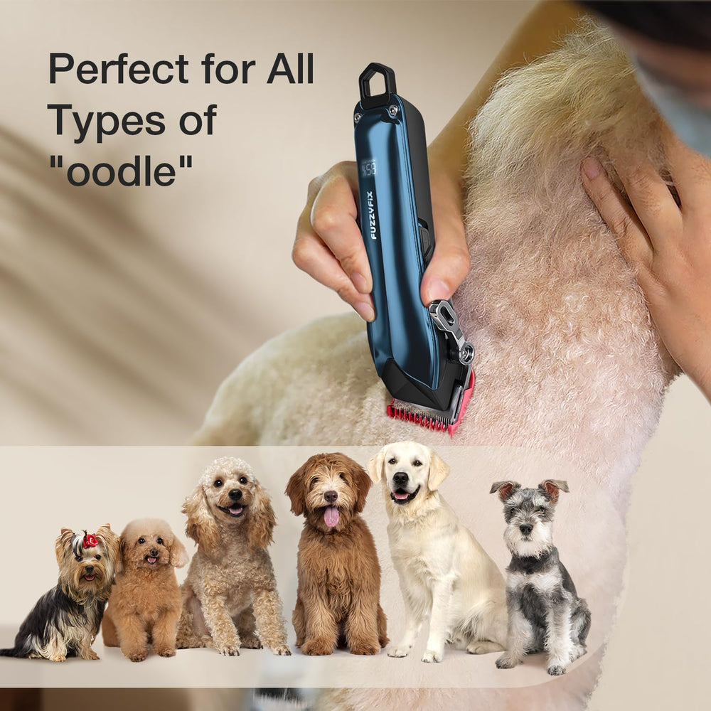 FuzzyFix cordless pet clippers for freedom grooming anywhere.