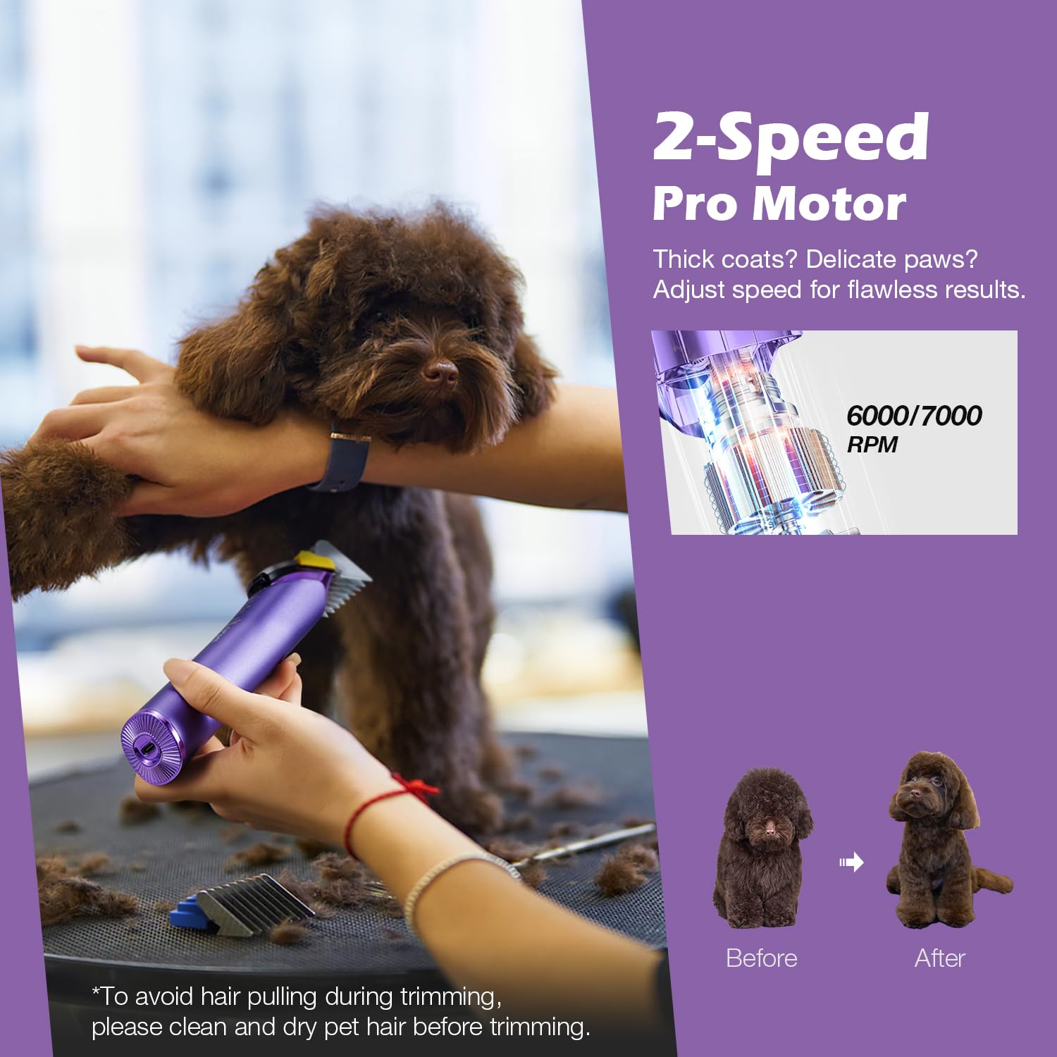 FuzzyFix detachable guide combs ensure precise, consistent trim lengths.