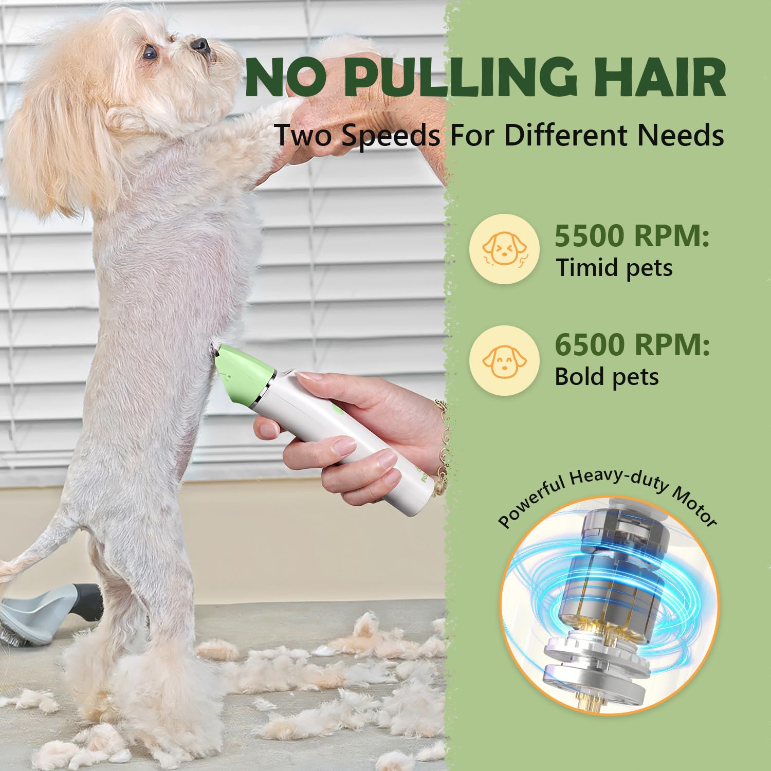 FuzzyFix detachable trimming heads simplify cleaning after grooming