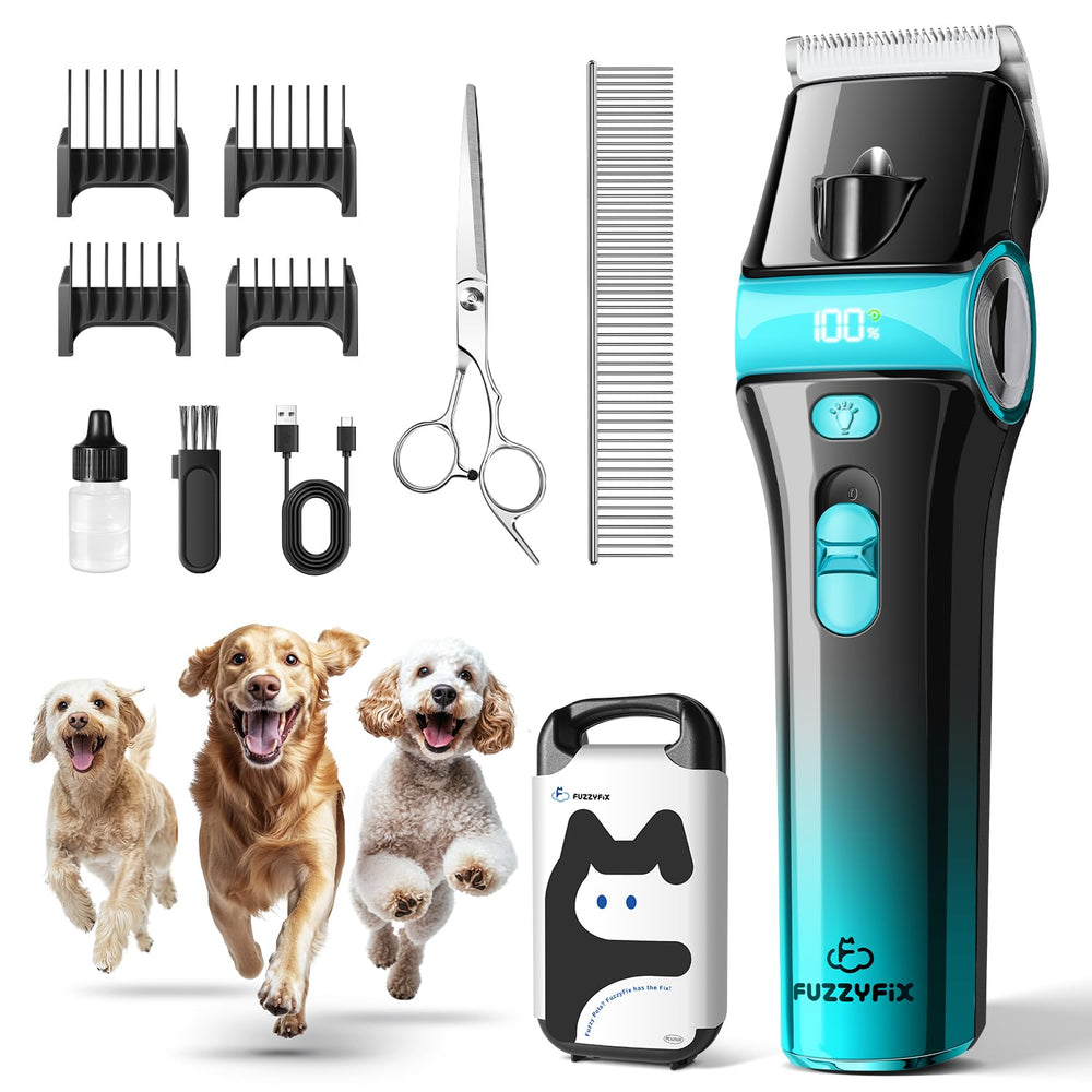 FuzzyFix dog clippers with 5-in-1 blade for precise trimming